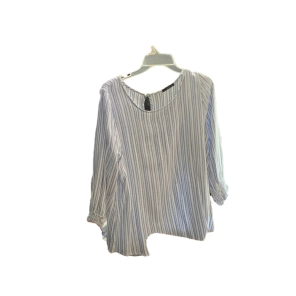 Medium West Kei top from stitch fix. Blue and white cool and breezy.